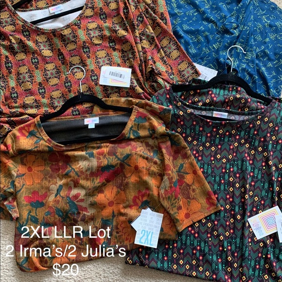 LuLaRoe 2XL Lot. Top 2 Irma’s, bottom 2 Julia Dress. - Picture 1 of 1